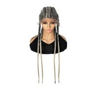 Four Braids Wigs,Synthetic Braided Lace Front Long Hand-made Wig 36 inches Natural Looking Daily Use(1B-613)