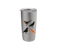 Four Calling Birds Retro Mid-Century Cut-Out 2 Gobelet isotherme en acier inoxydable double paroi