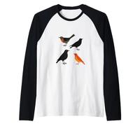 Four Calling Birds Retro Mid-Century Cut-Out 2 Manche Raglan