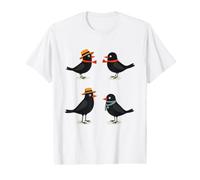 Four Calling Birds Retro Mid-Century Cut-Out 3 T-Shirt Graphique avec Valeur