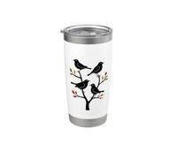 Four Calling Birds Retro Mid-Century Cut-Out 7 Gobelet isotherme en acier inoxydable double paroi