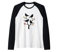Four Calling Birds Retro Mid-Century Cut-Out 7 Manche Raglan