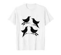 Four Calling Birds Retro Mid-Century Cut-Out 8 T-Shirt Graphique avec Valeur