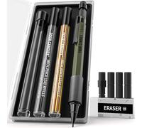 Four Candies 1,3 mm Porte Mines avec étui, Porte-mines D'extérieur en Métal avec 24 Recharges (Rouge, Noir, Jaune), Gomme, 6 Gommes pour Architecte, Dessinateur,Menuisier