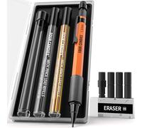 Four Candies 1.3mm Porte-mines avec étui, porte-mines d'extérieur en métal avec 24 recharges (rouge, noir, jaune), gomme, 6 recharges de gomme pour architecte, dessinateur, menuisier