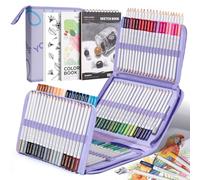 Four Candies Ensemble de crayons de couleur, 120 crayons de couleur doux pour livres de coloriage et dessin, estompage, ombrage. Fournitures artistiques non toxiques avec étui zippé portable et carnet
