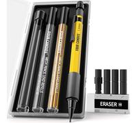Four Candies Ensemble de porte-mines de 1,3 mm avec 24 mines de recharge, crayon de charpentier en métal résistant aux intempéries, gomme, 6 recharges de gomme pour architecte, dessin, travail du