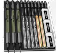 Four Candies Ensemble de porte-mines de 1,3 mm avec 48 mines, 3 crayons de charpentier résistants aux intempéries, 3 gommes, 12 recharges de gommes, pour le travail du bois en plein air, le dessin, le