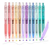 Four Candies Lot de 12 stylos à encre gel rétractables à séchage rapide de 0,5 mm, mignons, transparents, à pointe fine, multicolores, pour prise de notes, esthétique, prise en main confortable, 12 c