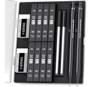 Four Candies Lot de 2 porte-mines avec étui, crayons mécaniques en métal de 0,5 mm, 8 tubes de mines HB #2, 2 gommes et 18 recharges de gomme pour écrire