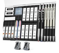 Four Candies Lot de 27 porte-mines artistiques avec étui, 4 crayons à dessin en métal 0,3, 0,5, 0,7, 0,9 mm et 2 porte-mines de 2 mm (HB 2H 2B 4B couleur) avec 552 mines graphite pour dessin croquis