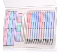 Four Candies Lot de 29 porte-mines pastel avec mines de 0,5 et 0,7 mm (HB et 2B), jolies gommes et recharges de gomme, avec étui, fournitures scolaires esthétiques pour l'écriture, le dessin et les