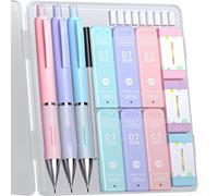 Four Candies Lot de 3 porte-mines pastel avec étui, porte-mines 0,7 mm, avec 360 mines HB, 3 gommes, crayons mécaniques pour enfants pour dessiner, écrire des croquis