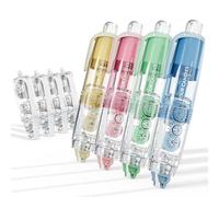 Four Candies Lot de 4 rubans correcteurs rechargeables rétractables colorés à séchage rapide faciles à utiliser avec 2 rubans de rechange pour la maison, l'école, le bureau