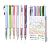 Four Candies Lot de 6 stylos à encre gel multicolores de 0,5 mm, stylos à encre gel multicolores 4 en 1, 18 couleurs rétractables pour bureau, école et la rentrée scolaire