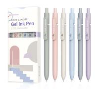 Four Candies Lot de 6 stylos à encre noire à séchage rapide de 0,5 mm, pointe fine, écriture lisse, stylos uniques haut de gamme, fournitures scolaires, bureau, maison, cadeaux pour femmes (Morandi)