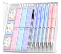 Four Candies Pastell Lot de 6 porte-mine avec étui de 0,5 et 0,7 mm avec 360 mines de crayon HB, 3 gommes, jolis porte-mines enfants pour dessiner, écrire des croquis