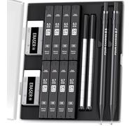 Four Candies Porte-mines 0.5 & 0.7 mm avec étui - 2 porte-mines en métal, 8 tubes de mines HB #2, 2 gommes 4B et 18 gommes