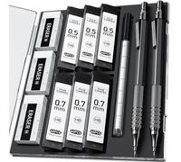 Four Candies Porte-mines 0,5 mm et 0,7 mm en métal noir avec étui, crayon d'artiste avec 360 mines HB, 3 gommes