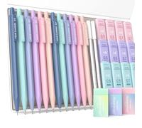 Four Candies Porte Mines avec mines de 0,5 et 0,7 mm (HB et 2B), gommes pastel et gommes rechargeables, paquet de 29 pièces avec étui, fournitures scolaires esthétiques pour l'écriture