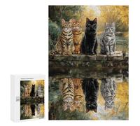 Four Cats by The Pond Puzzle 1000 Pièces Educa Jouet en Bois Cadeau Unique Décoration Intérieure Jeu Éducatif Challenge Toy Adultes Et Enfants À Partir De 14 Ans 300 PCS