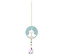 Four Color Natural Crystal Tree of Life Sun Catcher Wind Chime Home Decoration Pendant(Blue)