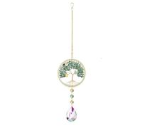 Four Color Natural Crystal Tree of Life Sun Catcher Wind Chime Home Decoration Pendant(Green)