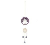 Four Color Natural Crystal Tree of Life Sun Catcher Wind Chime Home Decoration Pendant(Purple)