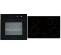 Four Cuisinière Cuisson Noir 77cm Vitrocéramique Kit Autonome Pyrolyse respekta