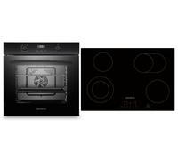 Four Cuisinière Cuisson Noir Vitrocéramique 77cm Montage Autonome sans Cadre