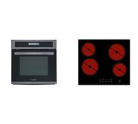 Four Cuisinière Cuisson Vitrocéramique Herdset Montage sans Cadre Noir Acier