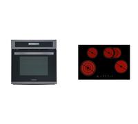 Four Cuisinière Cuisson Vitrocéramique Herdset Montage sans Cadre Noir Steel