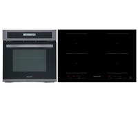 Four Cuisinière Plaque Cuisson Herdset Induction Noir Steel 2 Flexzonen Glisseur