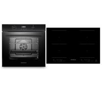 Four Cuisinière Plaque Cuisson Noir Induction 77cm Minuteur 2 Flexzonen Glisseur