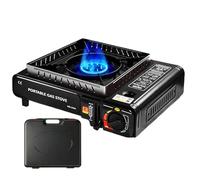 Four de camping - Brûleur de camping d'extérieur - Brûleur de contrôle de la chaleur facile - 2900 W - Cuisinière à cassette au butane avec anneau coupe-vent et boîte de rangement - Outils de cuisson