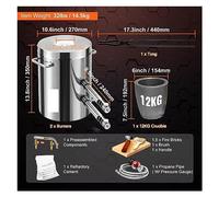 Four de fusion de métaux de grande capacité, 6KG 12KG, fonderie, fours domestiques, Forge avec creuset et pinces en acier inoxydable Pour usage commercial(12kg 2 Burners)
