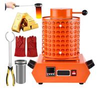 Four de fusion d'or 1500 W,capacité 1kg/2kg/3kg, 1150 °C/2102 °F,four de fusion numérique automatique,pour la coulée et le raffinage de l'or,de l'argent,de l'étain et de l'aluminium,Orange-2kg