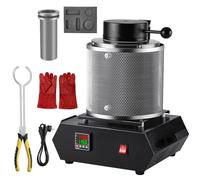 Four De Fusion D'Or 1500 W,Four De Fusion éLectrique NuméRique à TempéRature ContrôLéE Avec Creuset En Graphite,Moule à Lingots à 5 Trous Et Gants,Pour Traitement L'Or,L'Argent(With-netting,1kg)