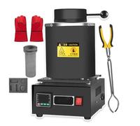 Four De Fusion D'Or 1500 W,Four De Fusion éLectrique NuméRique à TempéRature ContrôLéE Avec Creuset En Graphite,Moule à Lingots à 5 Trous Et Gants,Pour Traitement L'Or,L'Argent(No-netting,1kg)