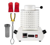 Four de fusion d'or, kit de coulée de métaux 2000 W, affichage du contrôle de la température, orifice d'évacuation externe, avec filet isolant, creuset en graphite, gants isolants thermiques
