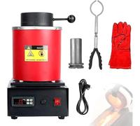 Four de Fusion Électrique 1800W avec Creuset en Graphite, Machine Numérique pour la Fusion des Métaux Or, Argent, Cuivre, Aluminium, Kit Complet pour la Fabrication de Bijoux et la Fonderie,Red-3KG