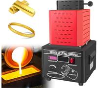 Four de Fusion Électrique 5000W avec Contrôle Numérique PID, Haute Température 1600°C pour Or Argent Cuivre Aluminium, Fusion Rapide en 3-5 Minutes avec Kit Creuset en Graphite (110V/220V),Red-3kg