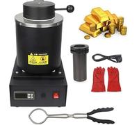 Four de Fusion Électrique avec Contrôle PID Numérique - Kit 7 en 1 Complet avec Creuset en Graphite pour Fondre l'or, l'argent, Le Cuivre et l'Aluminium - Capacités 1kg, 2kg ou 3kg,Black