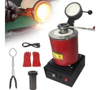 Four de Fusion Électrique avec Contrôle PID Numérique - Kit 7 en 1 Complet avec Creuset en Graphite pour Fondre l'or, l'argent, Le Cuivre et l'Aluminium - Capacités 1kg, 2kg ou 3kg,Red