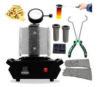 Four de fusion électrique pour l'or, 1 600 W, avec creuset en graphite de 1/2/3 kg, machine de fusion numérique à 1 150 °C/2 102 °F avec grille de protection (noir, 1 kg)