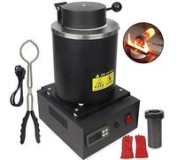 Four de fusion électrique pour l'or, 1 kg/2 kg/3 kg, 1 150 °C/2 102 °F, four de fusion numérique automatique avec creuset en graphite pour métaux, or, argent, bijoux, 1 750 W, 3 kg (3 kg)