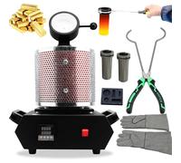 Four de fusion électrique pour l'or, 1600 W, avec creuset en graphite de 1/2/3 kg, machine de fusion numérique à 1150 °C/2102 °F avec grille de protection (rouge, 2 kg)