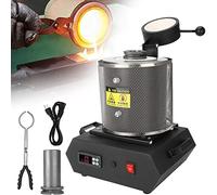 Four de fusion électrique pour or, 1150 °C/2102 °F, four de fusion automatique numérique avec creuset et pinces, pour la fusion de ferraille, d'argent et d'or, avec filet, noir - 2 kg
