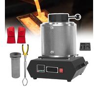 Four De Fusion Pour L'Or 1500 W,1150 °C Four De Fusion éLectrique NuméRique Avec Creuset En Graphite,Moule à Lingots En Graphite Et Gants,Pour Fusion D'Aluminium,D'Or Et Cuivre(With-netting,3kg)