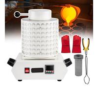 Four De Fusions Électrique Avec Filet Isolant Et Creuset En Graphite, Four De Fusions Numérique (Contrôle De Température 2012°F), Kit De Raffinage Et De Fonte De Bijoux Pour Or/Argent(White,1kg)